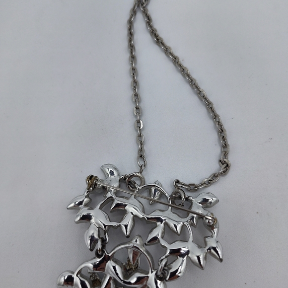 VINTAGE Signed Emmons Runway Convertible Necklace & Brooch W/Yellow Rhinestones - Picture 5 of 10